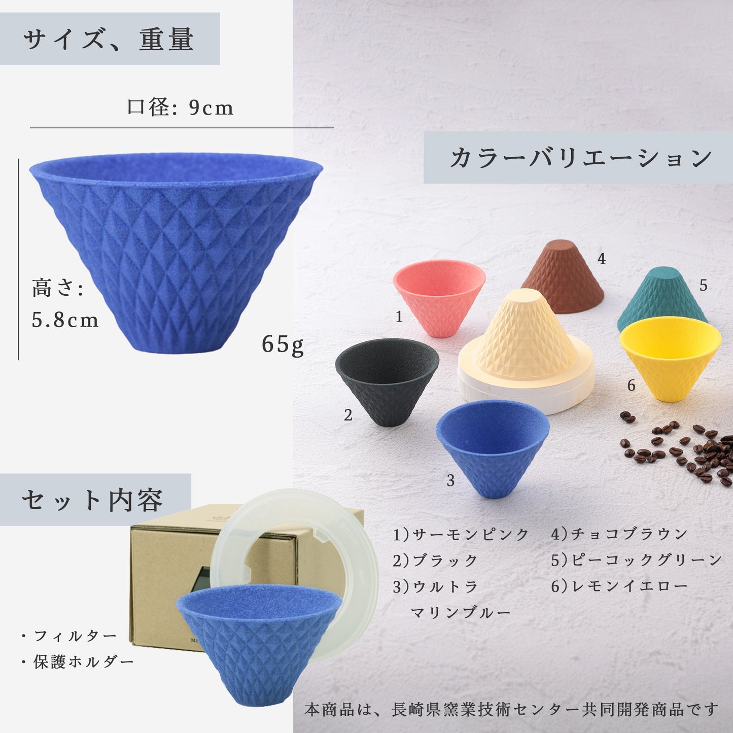 [波佐見焼] ekubo one drip セラミックコーヒーフィルター Ultramarine blue